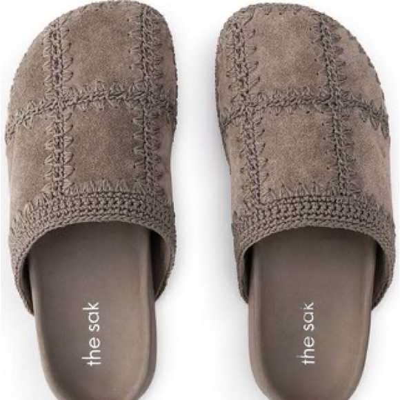 The Sak Mushroom Gray Suede Leather Patchwork Bolinas Clog - Picture 2 of 13